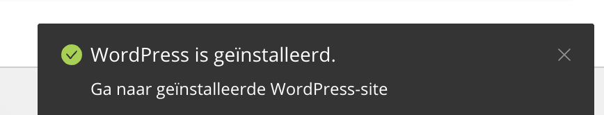 Screenshot: WordPress is geinstalleerd